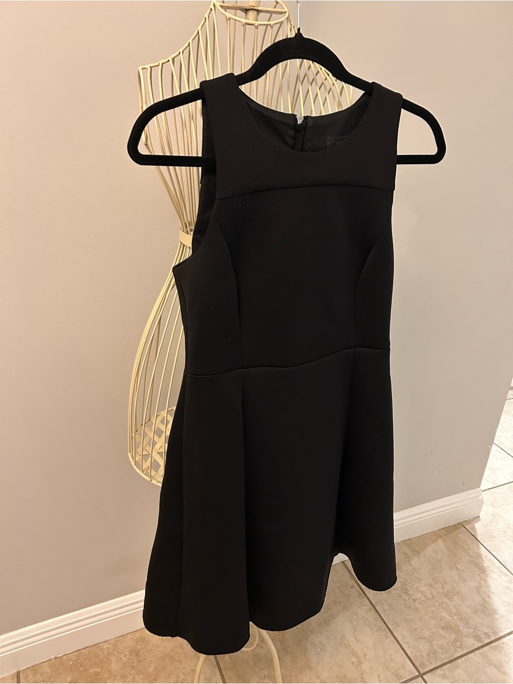 Sleeveless Black Mini Dress with Flared Skirt